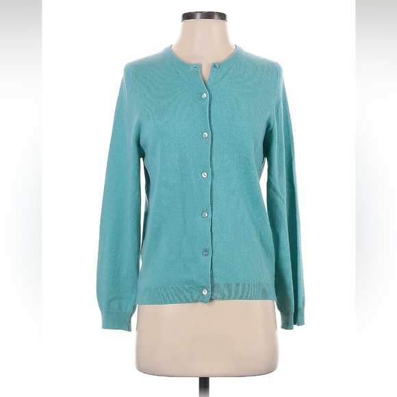 Neiman Marcus Aqua Size S Cashmere Cardigan - Picture 1 of 4